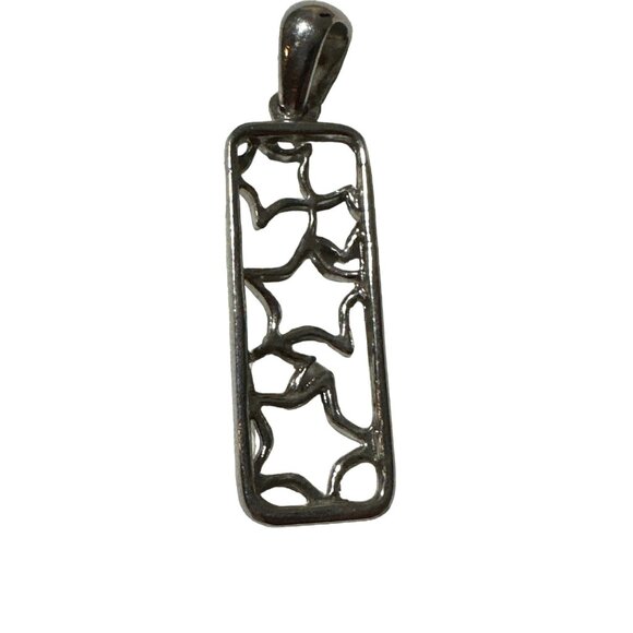Silver Tone Star Pendant Rectangle Shape Slider Vintage - Picture 2 of 5
